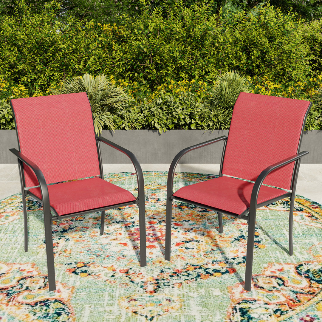 Teshauna Outdoor Stacking Dining Armchair (Set of 2) Winston Porter 