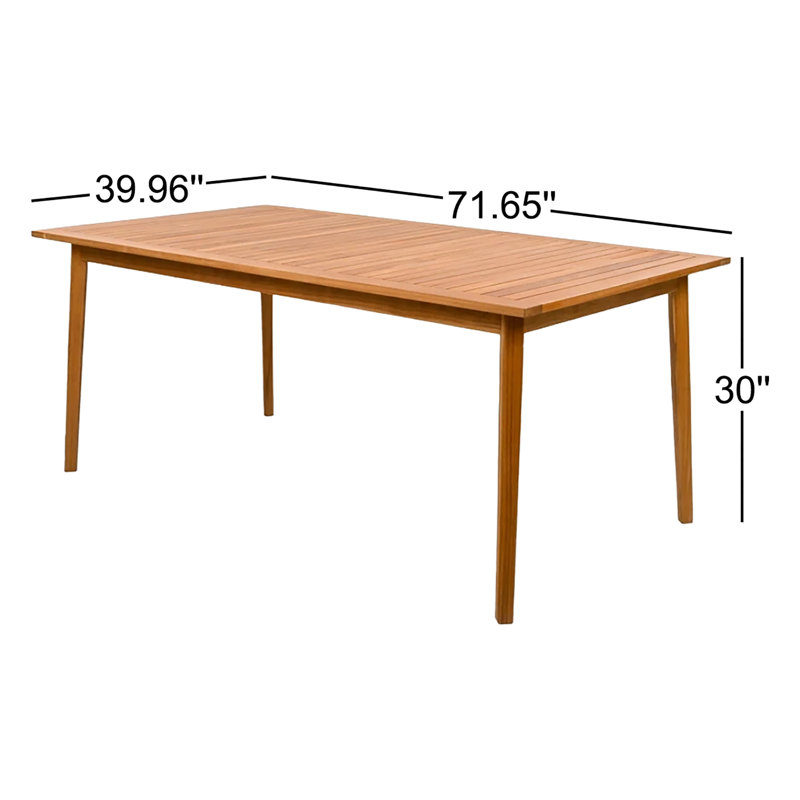 Mayaguana Outdoor Rectangular Teak Dining Table