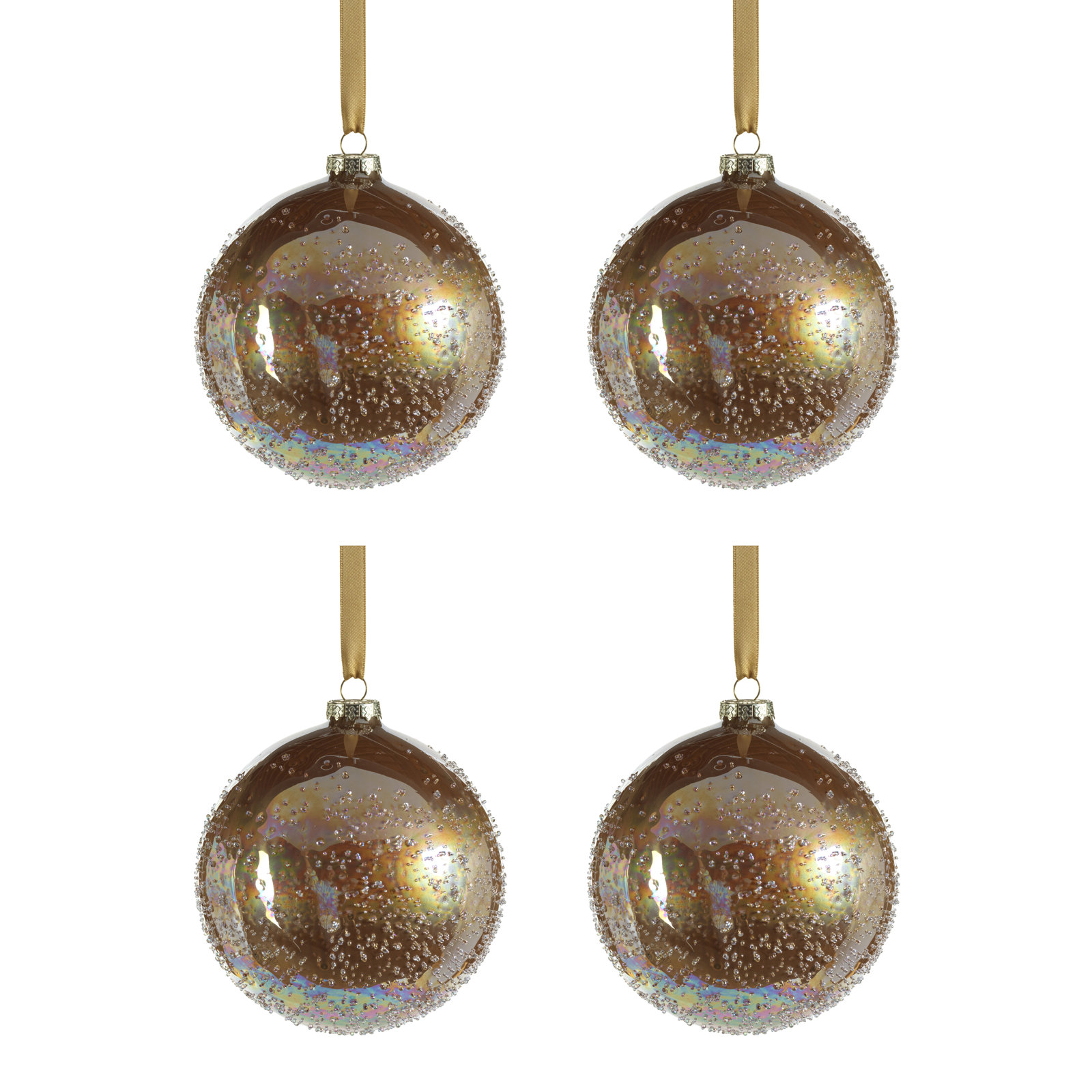 Cele 4.75'' Glass Animals Ball Ornament, Dark Gold