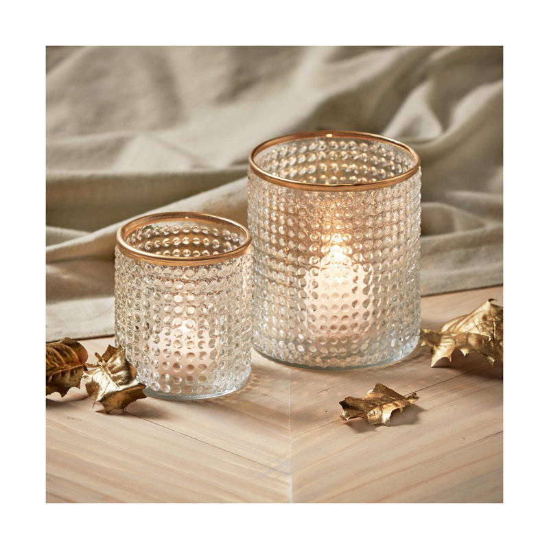 Glass Tealight Holder, 4" H x 3" W x 3" D