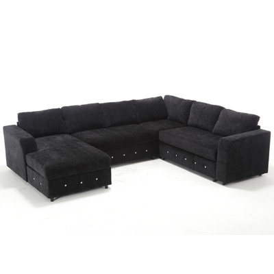 Sectional Sofa,Oversized Modular Sofa,Chaise Storage, Modern U Shaped Couch , Upholstered Sofas,Chenille,Crystal Button by Latitude Run