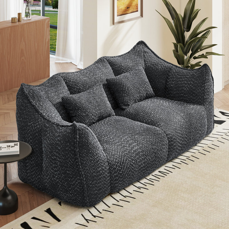 Boneless Cloud Comfy Sofa, Seat Tewkesbury Couch for Living Room, No Assemble, Chenille, Black, 2