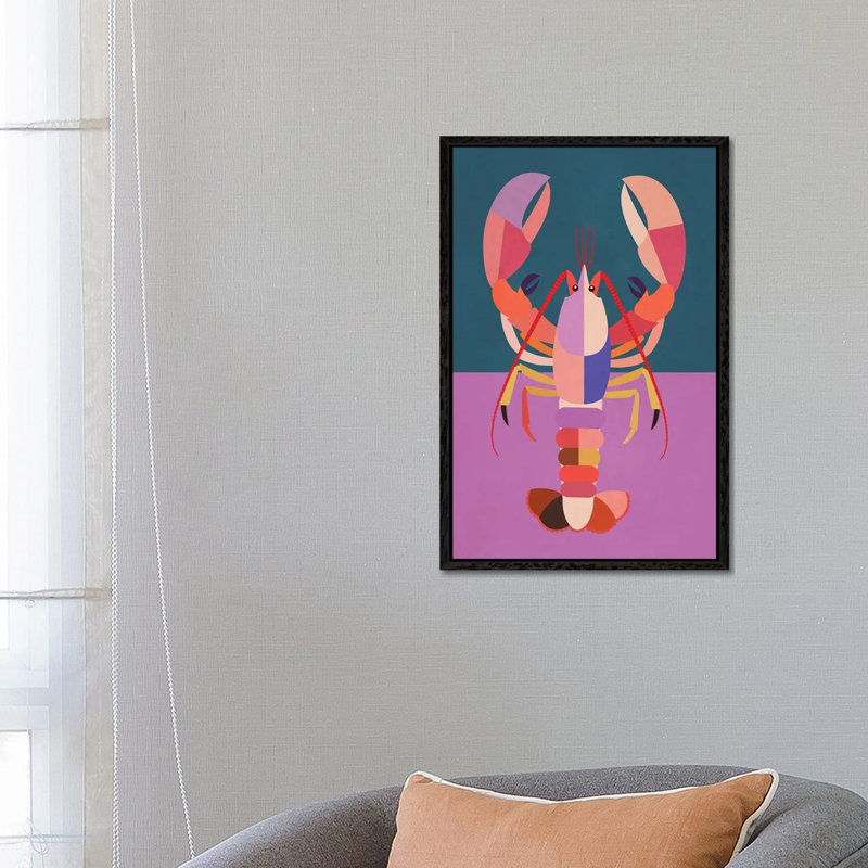 Abstract Lobster 1 Piece Wall Art on Canvas, 66.04 cm H x 45.72 cm W  x  4.445 cm D, Black