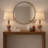 Rustic Brown Sculptural Table Lamp Set of 2 with Linen Drum Shades, 31" Tall
