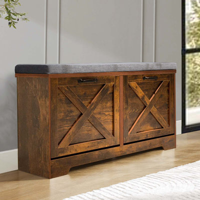 Banc à chaussures, banc à chaussures avec siège à coussin, banc à chaussures avec 2 tiroirs rabattables, armoire à chaussures avec tablettes réglables pour le couloir, la salle de bain, le garage