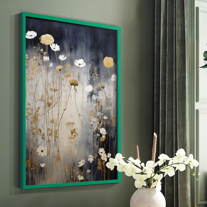 Série FLORAL CDXVI - reproduction encadrée de qualité supérieure - prête à être accrochée - aucun clou requis, Cadre vert