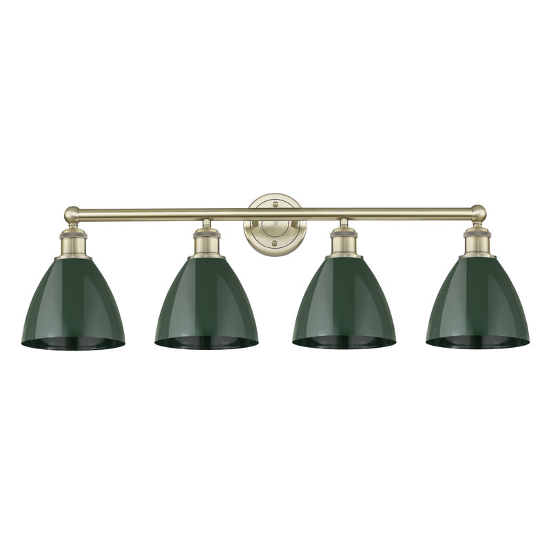 Alquin 4 - Light Dimmable Vanity Light, Green, Antique Brass