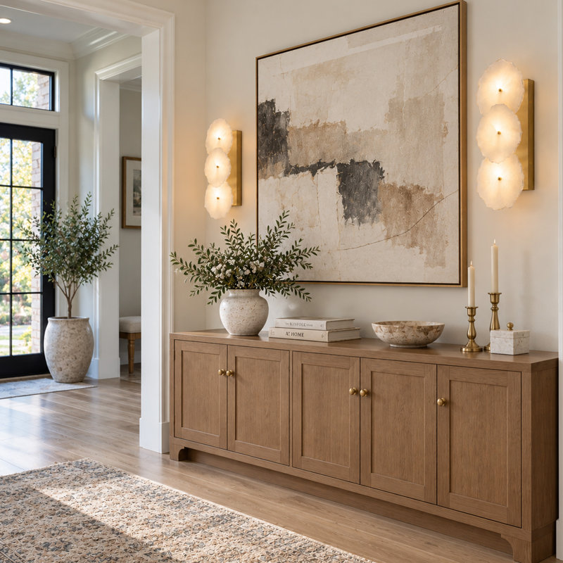 Applique murale moderne en laiton 2 lumières avec abat-jour albâtre, 3 lumières