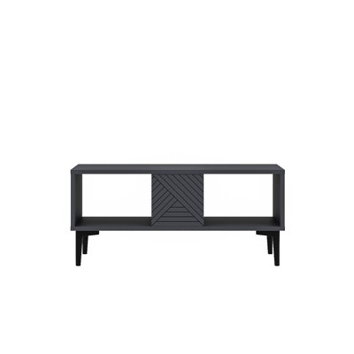 Modern Anthracite Coffee Table, 35.4 x 15.9 x 23.6 inches | 100% Melamine Coated Particle Board, Thickness: 0.7 inches | Stylish Geometric Design for Living Room | Durable & Elegant Home Furniture