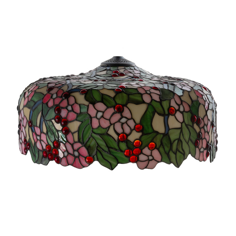 Abat-jour fantaisie en verre 9,5 po x l 20 po (à visser) en rose / vert / rouge