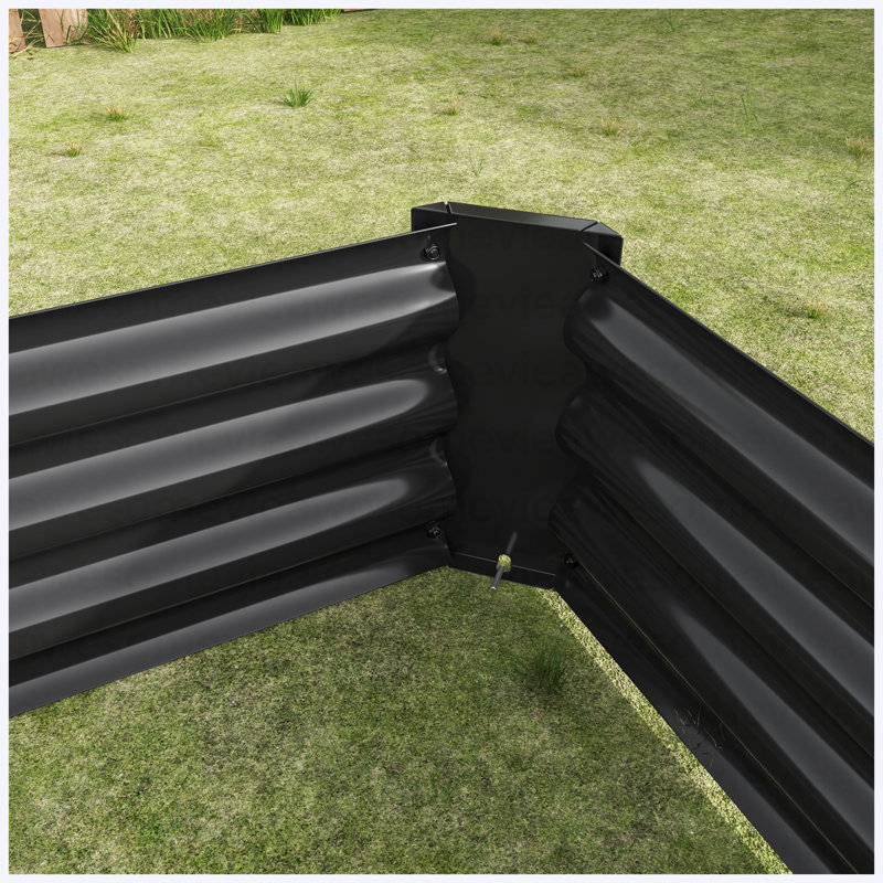 2 pots de jardin rectangulaires surélevés en métal noir 6 × 3 × 1Ft, H 11,81 po x l 70,87 po x P 35,83 po, Noir