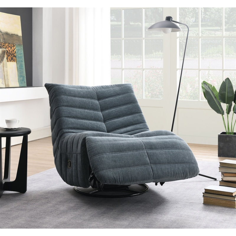 Talmon Shadow Chenille Glider Recliner With Swivel, Dark Gray Chenille