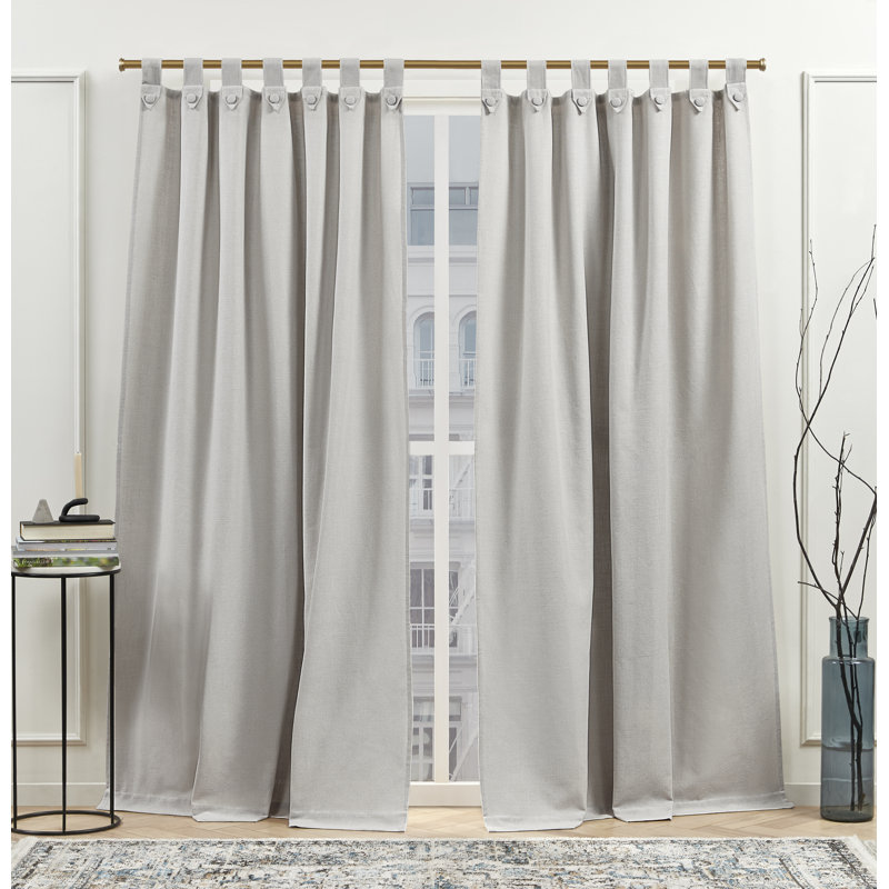 Nicole Miller New York Peterson Cotton Blend Tuxedo Tab Top Light Filtering Curtain Panels, 54" W x 84" L, Silver