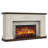 60” W Solid Farmhouse Wood Electric Fireplace Mantel With 30” Firebox,Carved Pilasters & Stacked Stone-1370193505