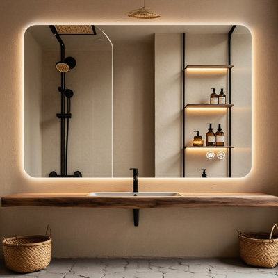 Miroir de salle de bain rétroéclairé de 30 po x 40 po rétro-éclairé, 3 températures de couleur DEL, brouillard pendant une heure, fonction de mémoire, protection, options de suspension, homologation UL et températures de rendu élevées, brouillard d'heure,