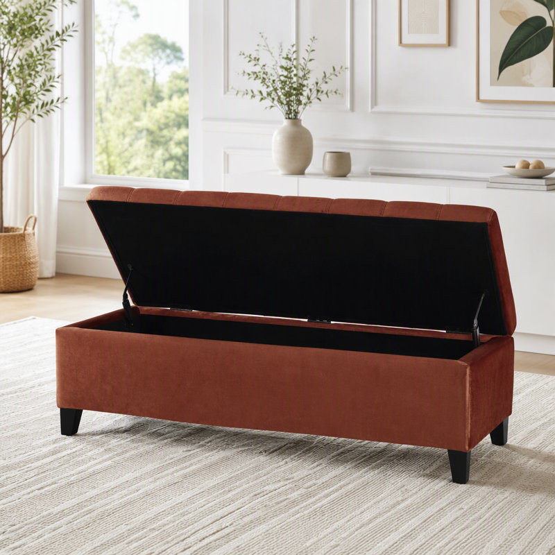 Repose-pieds avec rangement, repose-pieds rectangulaire, banc de rangement rembourré, Blush