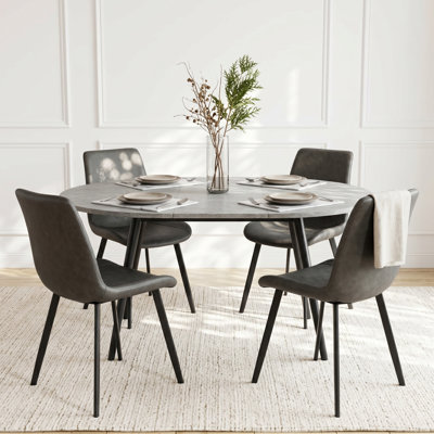 Ensemble de salle à manger de cuisine, table de salle à manger extensible de 43 à 59 po avec chaise rembourrée (table, 4 chaises)