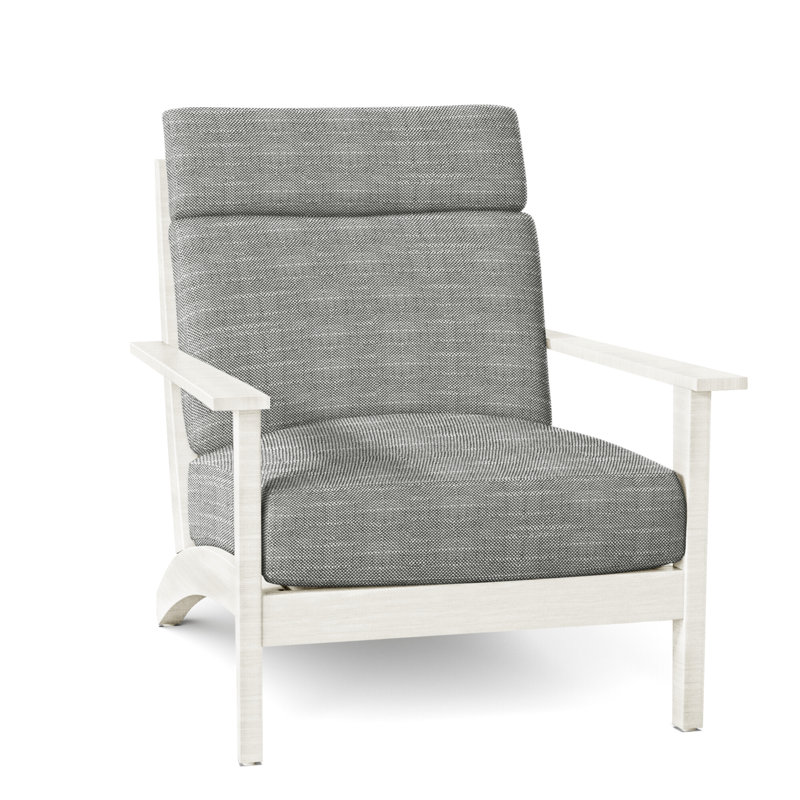 Kennebunkport Patio Chair with Cushions, Rollo Silver InsideOut® Linen, No welt + Standard fill, Chalk