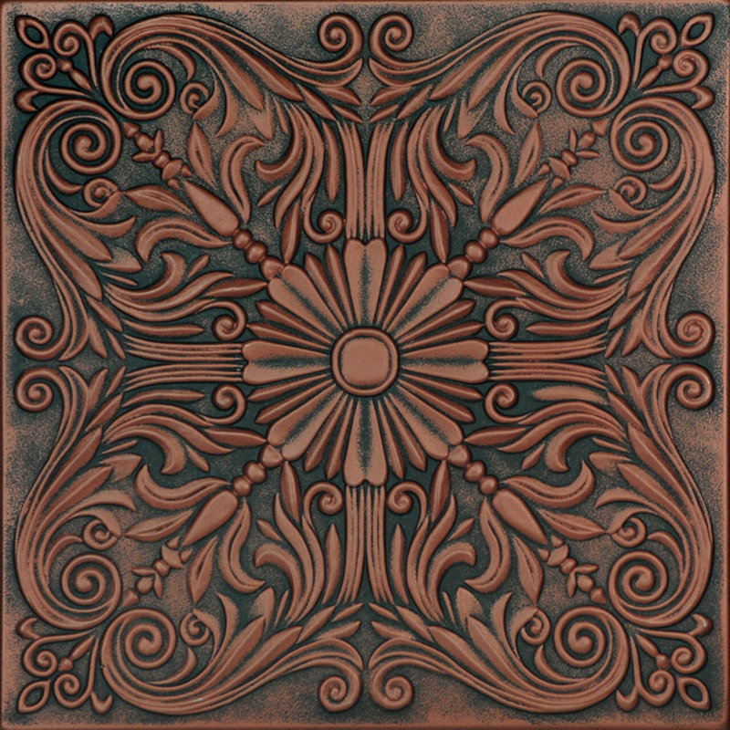 Tuile de plafond en polystyrène espagnol 1,6 pi x 1,6 pi, Orange cuivre antique