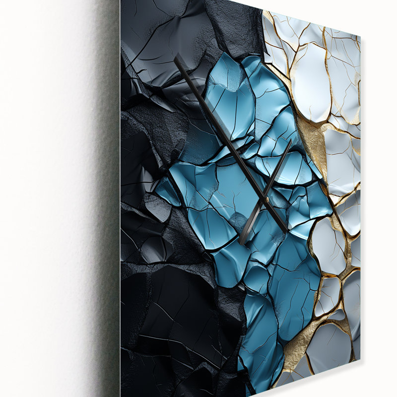 Horloge murale moderne Turquoise White Marble, Très grand