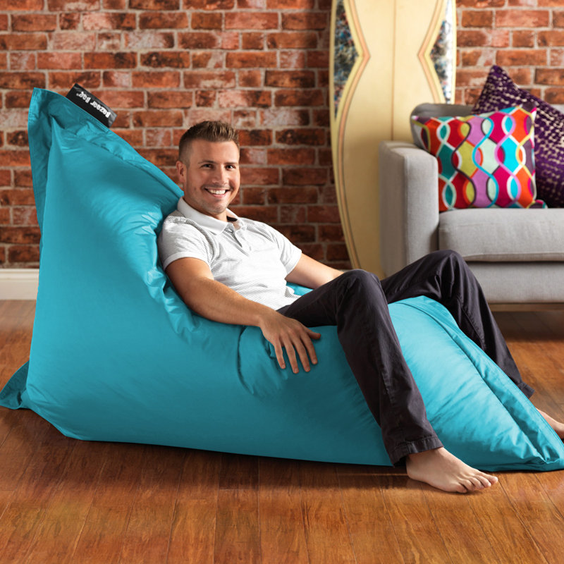 Polyester Outdoor Friendly Refillable Bean Bag Chair, Aqua Blue