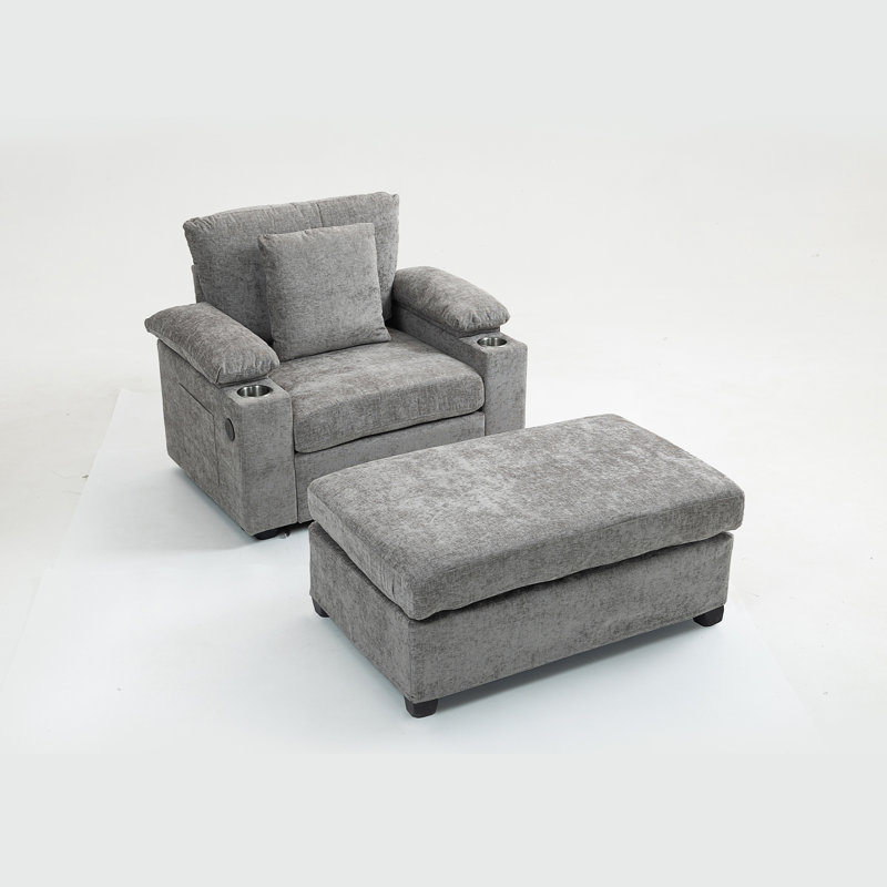 Chaise moderne surdimensionnée avec repose-pieds, Gris