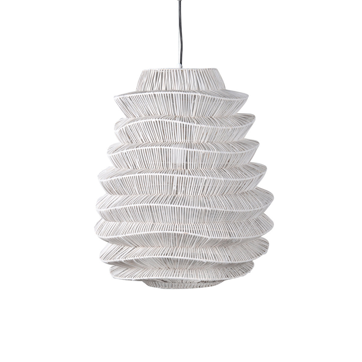 Barlow Single Light Rattan Dimmable Pendant, White