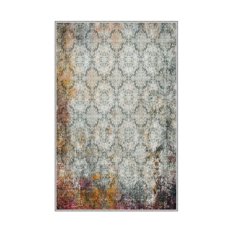 Tapis d'entrée élégant, impression numérique 3D, 3,9 x 4,9 pi | 100% polyester, antibactérien, envers en PVC antidérapant, hauteur des poils: 0,04 po, lavable à la machine, parfait pour le décor du salon et du vestibule