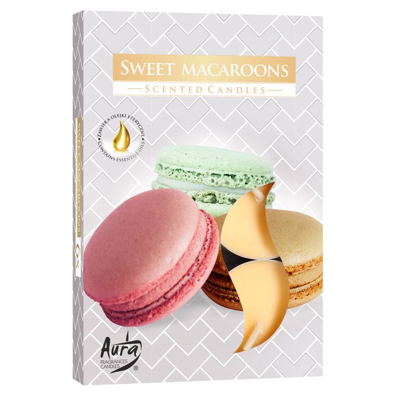 Sweet Macaroons Scented Tealight Candle with Glass Holder