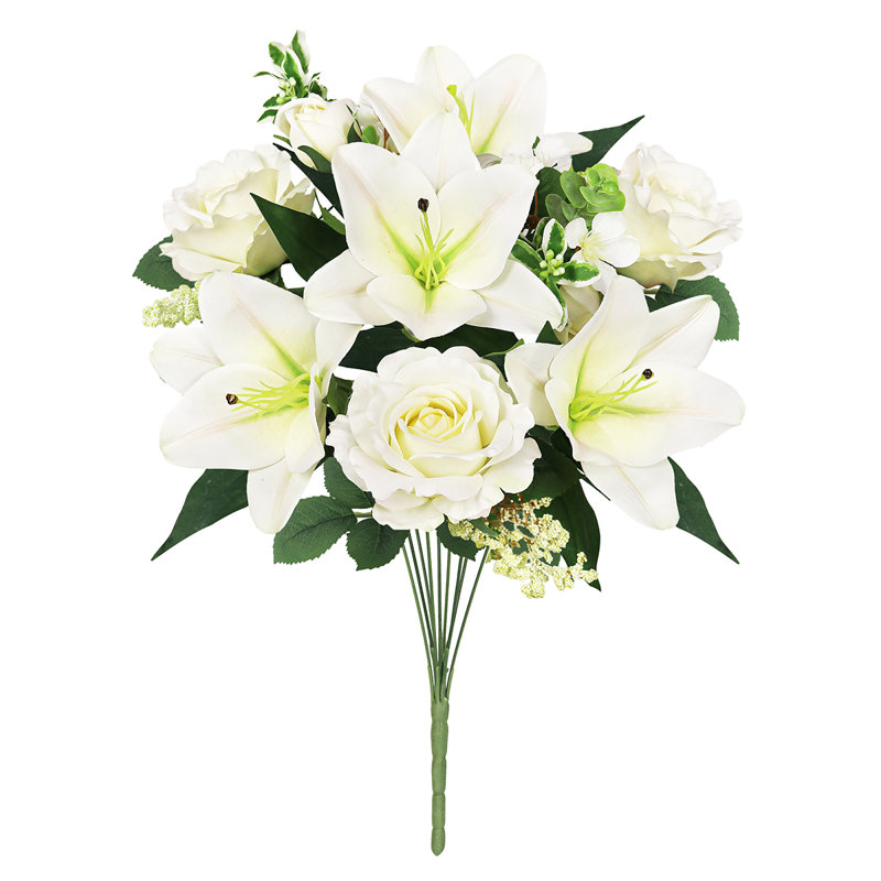 Bouquet de tiges de fleurs de lys artificielles mélangées, Rosé
