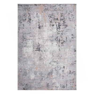 Tapis gris / multicolore / abstrait à motif de chambre à coucher LOOM & LUXE