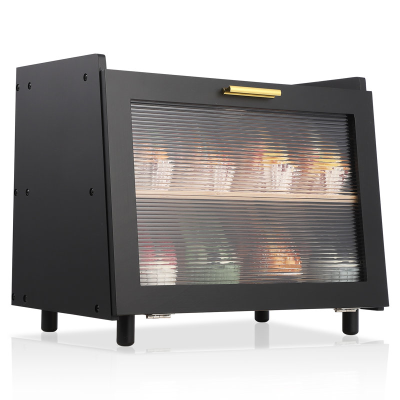 Double Layer Bread Box For Kitchen Counter, Large Capacity Bread Storage Container Bread Box, Black