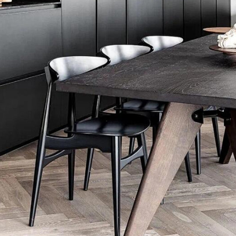 Table de salle à manger en bois massif Wabi-sabi, 29.13"H x 70.87"L x 35.43"W, Dark Brown