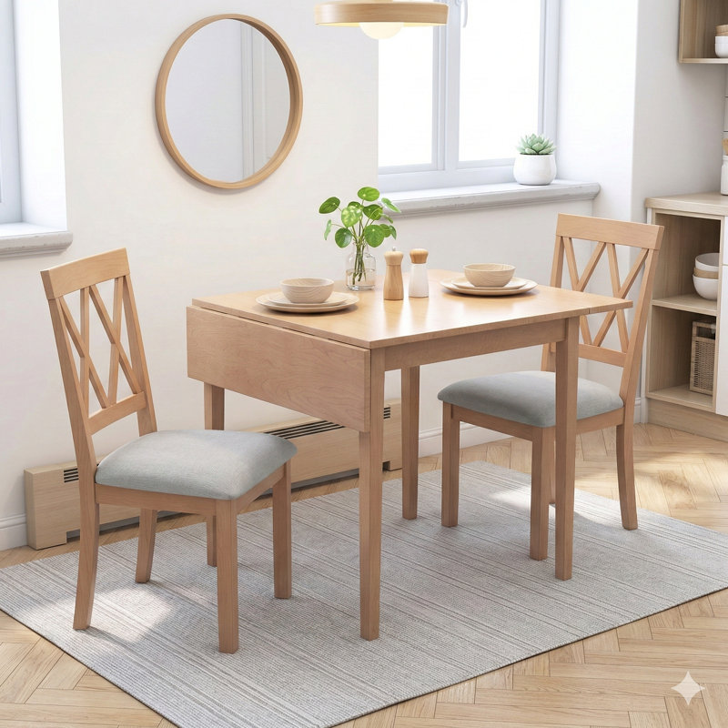 Table de salle à manger extensible réglable de 29 à 45 pouces, pouvant accueillir 4 personnes, table de cuisine pliante avec pieds en bois d'hévéa, peu encombrante pour le salon, la cuisine, la salle à manger et le petit espace (table seulement)