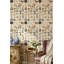 Papier peint floral rétro avec motif de papillons éclectiques-124896656
