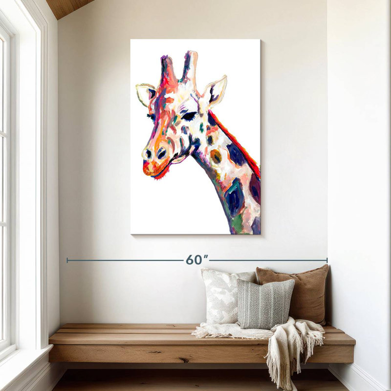 Brampt Colorful Giraffe On White, 45" H x 30" W