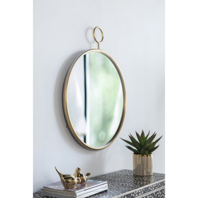 Miroir mural circulaire en métal doré 26 po x 32 po - Décorez le salon, le vestibule, le bureau, la réflexion claire, la construction embellissent