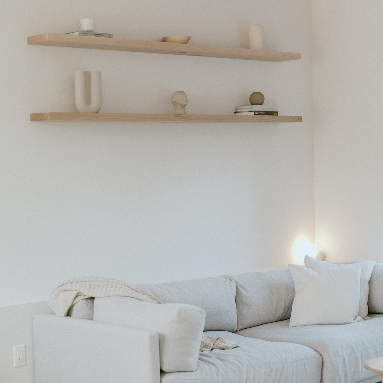 Nineveh Solid White Oak Floating Shelves, 2" H x 60" W x 10" D