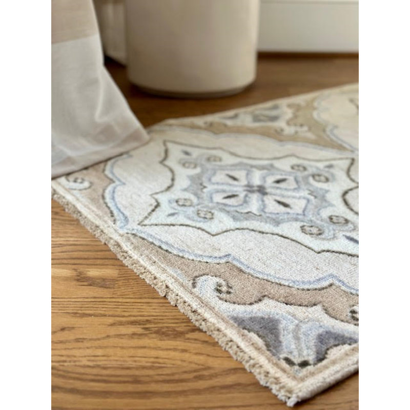 Tiny Knots Wool Southwestern Area Rug in Killegray Beige