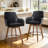 Advika 25" Swivel Upholstered Counter Stool with Solid Rubberwood Frame &  Full Back Arms-1212983799