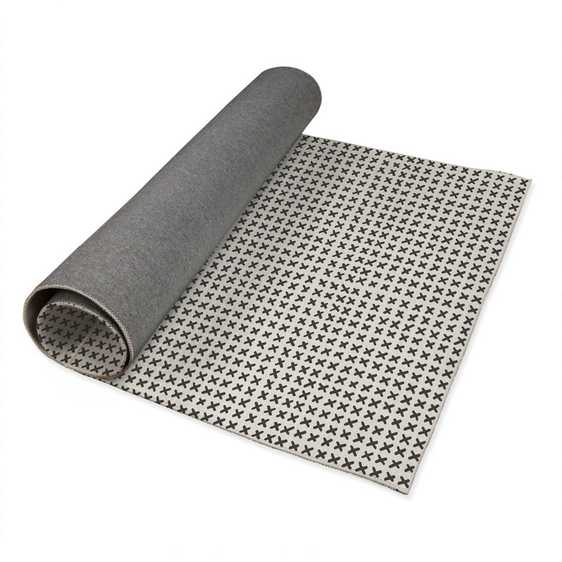 Tapis de bureau Cross Cross, L 7 pi x L 5 pi, Ivoire, gris anthracite