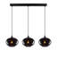 Lustre industriel scandinave, couleur fumée, 38,2 po x 38,2 po | Hauteur réglable: 47,2 pouces | Corps en métal avec capuchon en verre, type de douille: 3 x E27 Max 40W | Parfait pour la décoration intérieure nostalgique, éclairage élégant pour le salon et la salle à manger