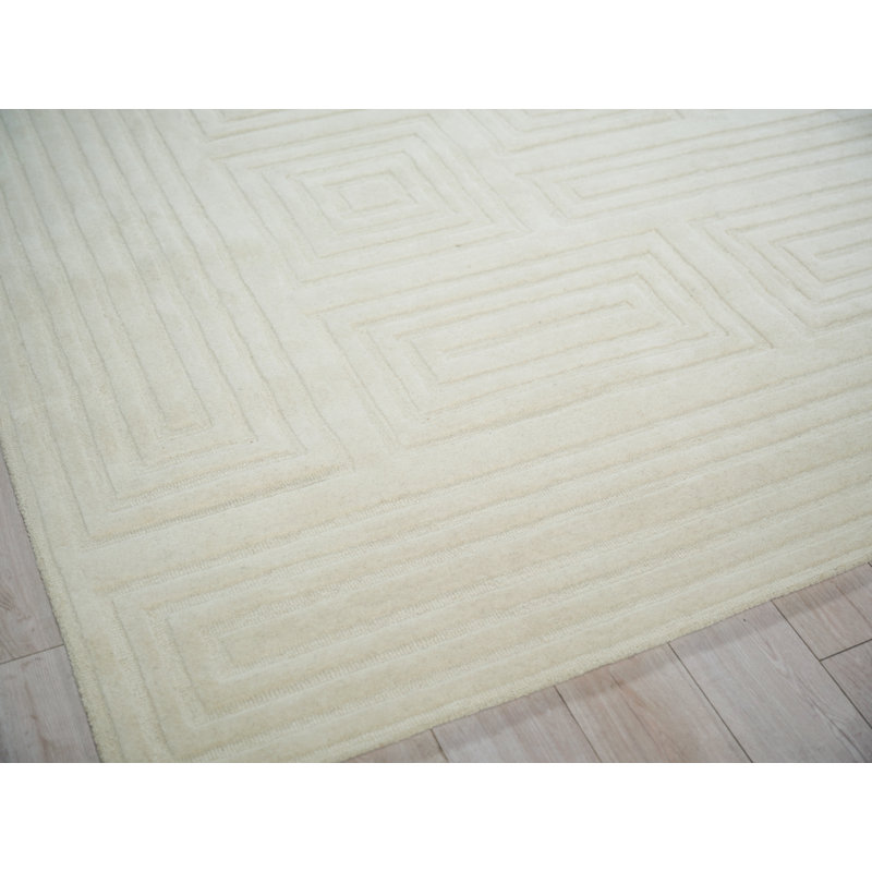 Teton Handmade New Zealand Wool Beige/Ivory Area Rug, Rectangle 8' x 10'