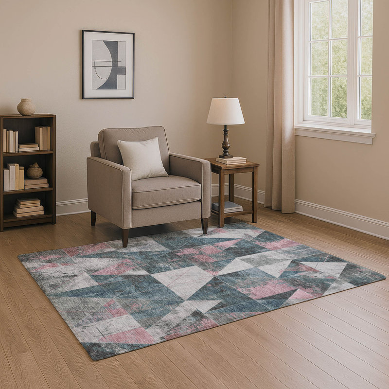 Premium Machine Washable Fairwood AMF1888 Geometric Rug, Rectangle 3' x 5'