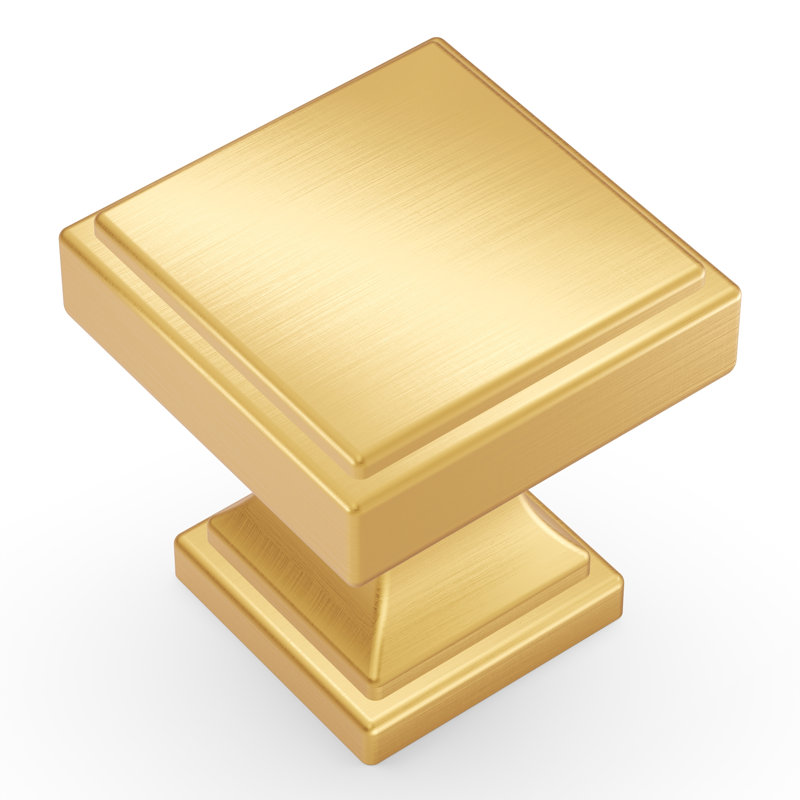 Brownstone Collection Square Knob - Cabinet Knob - Transitional Hardware for Drawers & Cabinets, Brushed Golden Brass, 1-1/8"