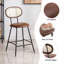 Ensemble de 4 tabourets de comptoir, tabourets de bar, tabourets de bar à hauteur de comptoir en métal pour la maison, tabouret de comptoir en similicuir avec dossier en rotin