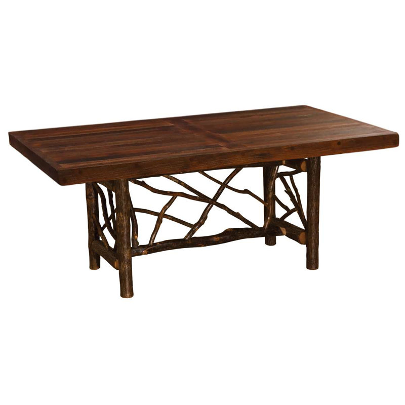 Fireside Lodge Appalachian Rectangle Twig Dining Table - 7-foot - Barnwood Artisan Top, 30" H x 42" W x 84" D