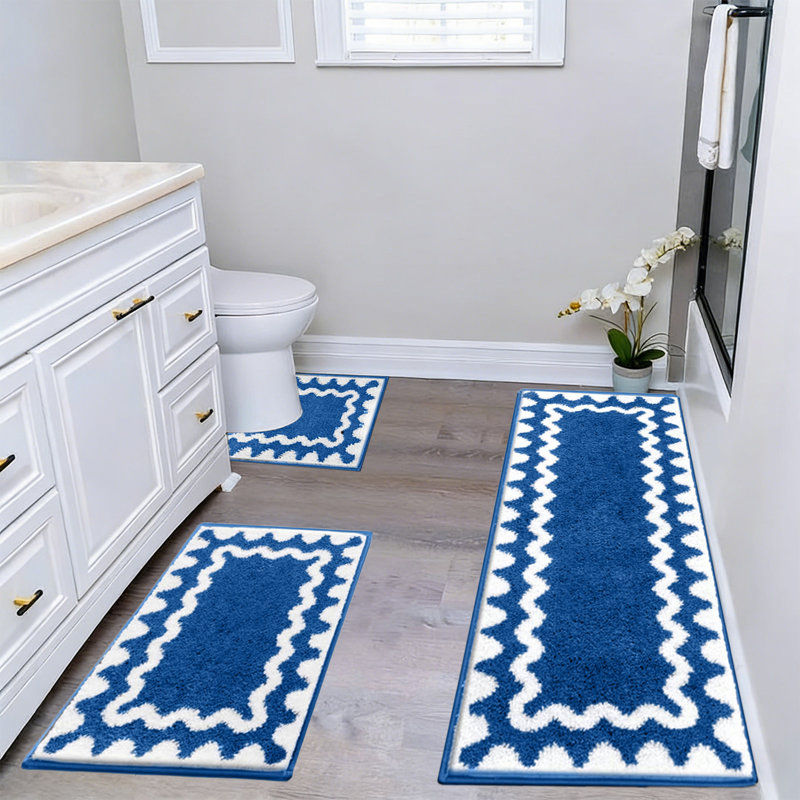 Ensemble de tapis de salle de bain 3 pièces, Bleu