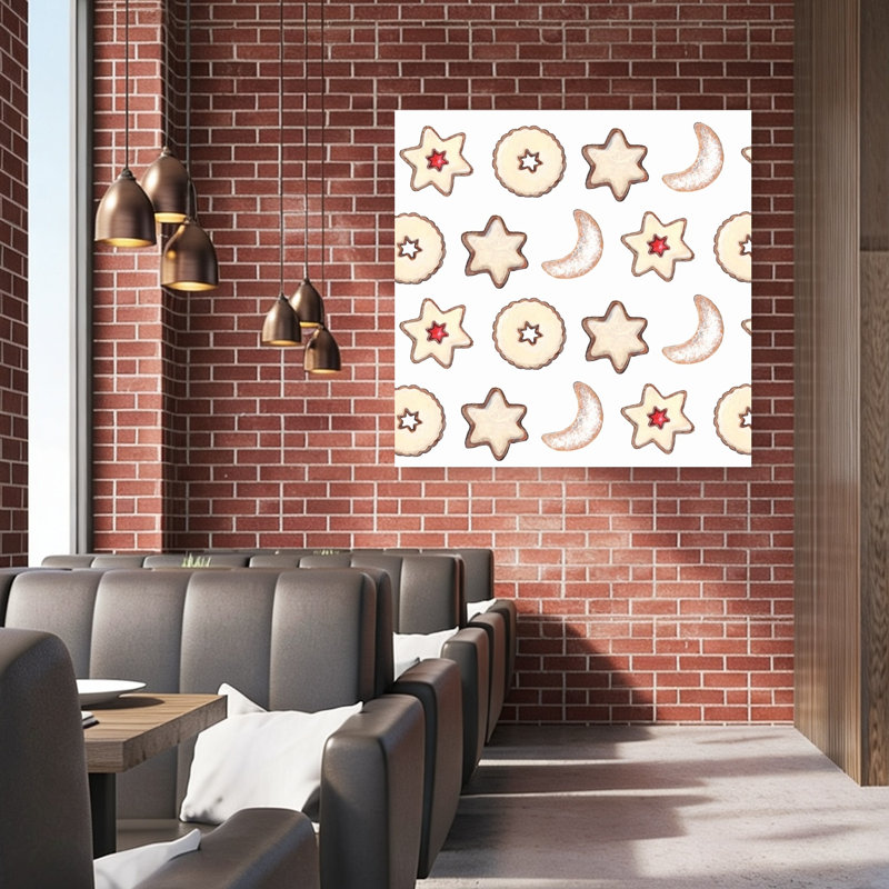 «Festive Cookie Assortment Abstract Contemporary Winter Landscape», reproduction d'art mural, H 48 po x l 48 po