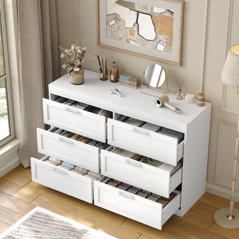 Modern 6-Drawer Dresser,42.5"W Bedroom Dresser for Living Room,Bedroom, White